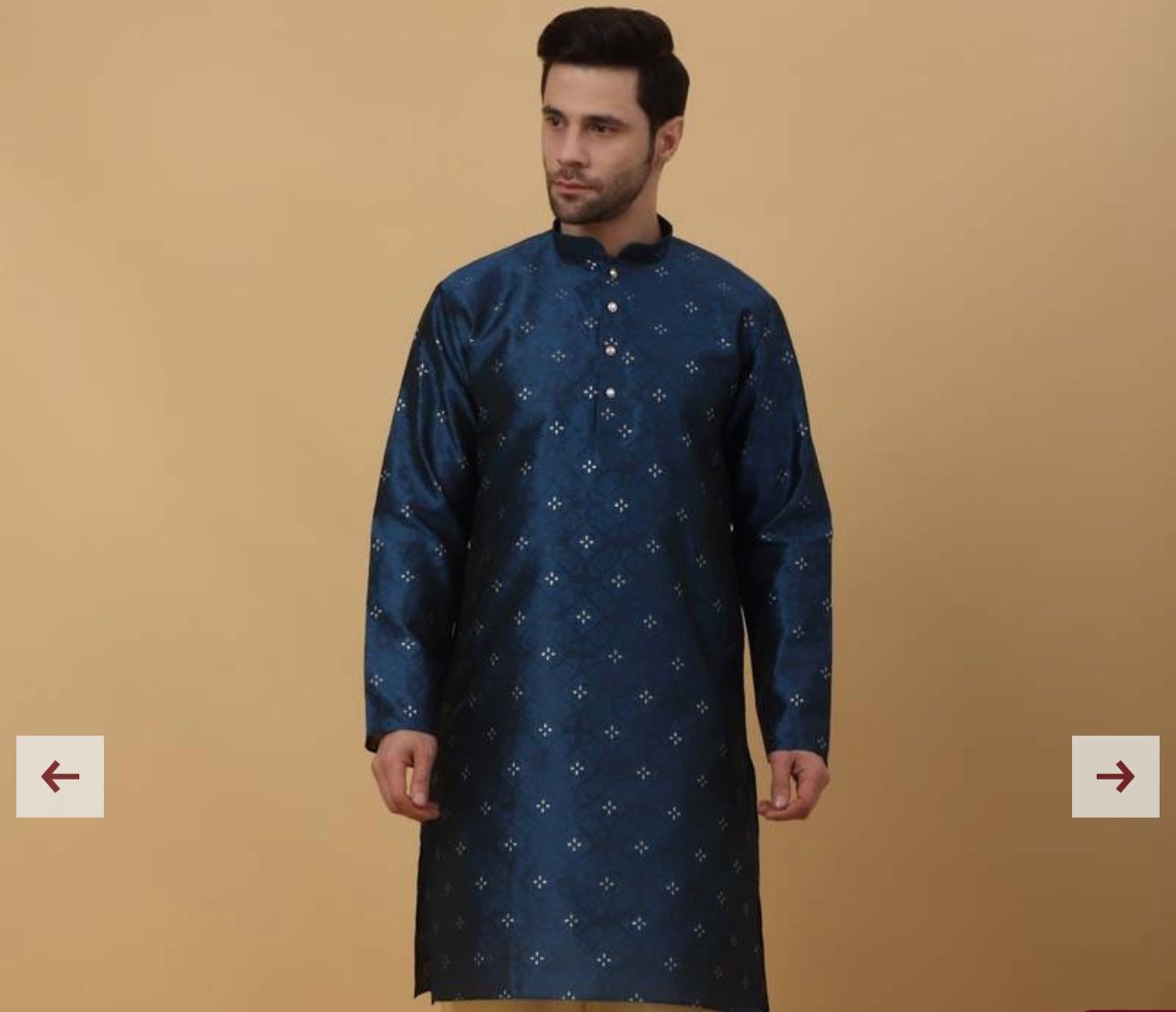 Men's Silk Blend Jacquard Sequenced Kurta