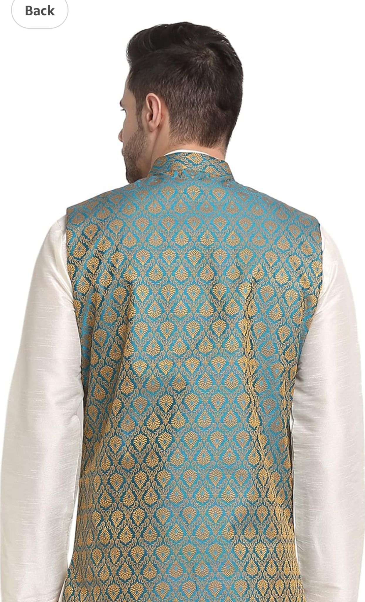Men Silk Blend Kurta And Pajama Paisley Nehru Jacket Only in Germany