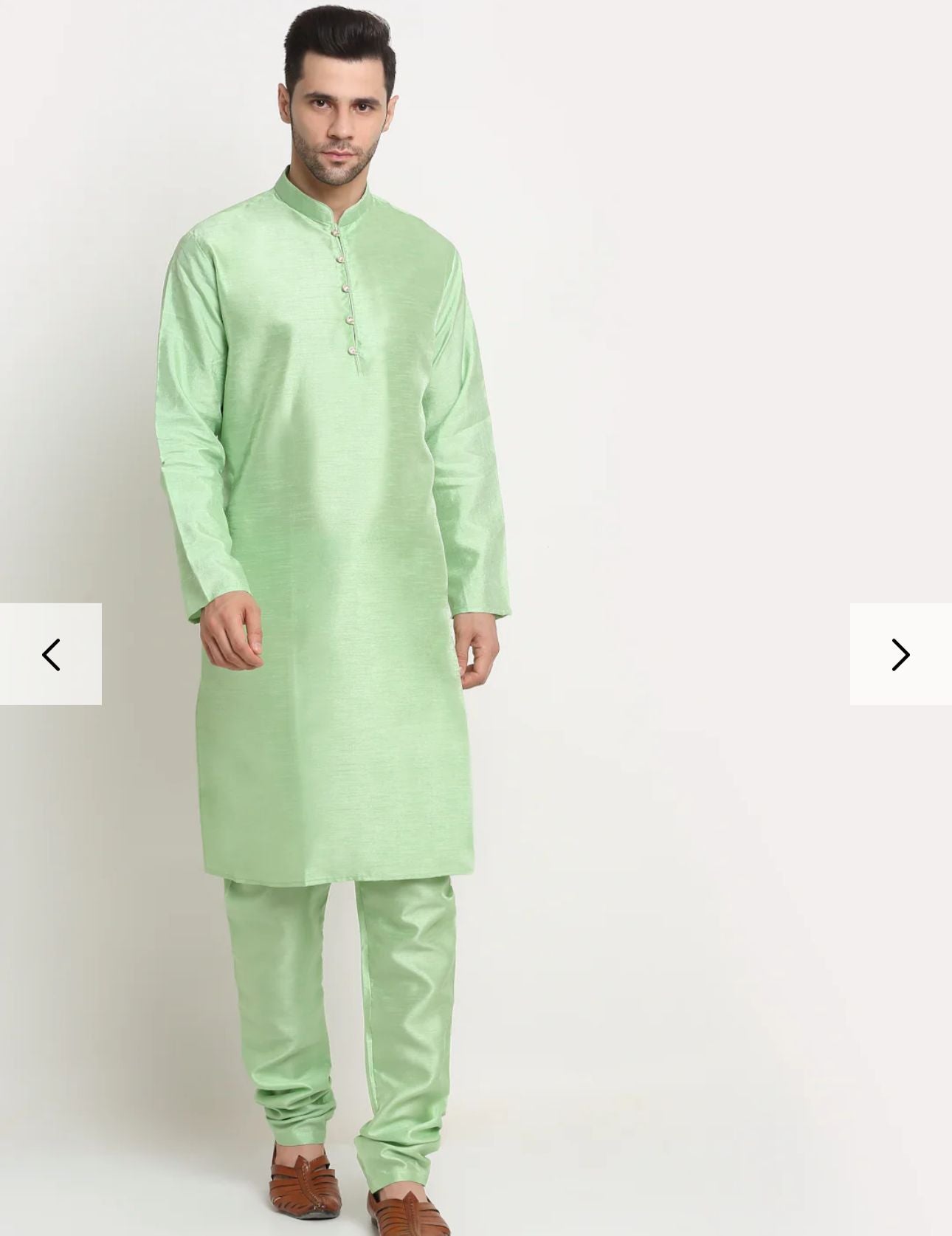 Sea Green Silk Blend Kurta and churidar with Paisley Green Nehru jacket in Germany