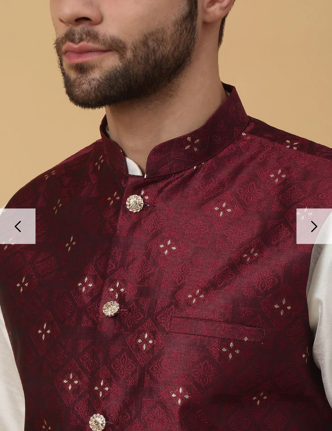 Silk Blend Kurta churidar with Jacquard Geometric Sleeveless Nehru Jacket set in Germany