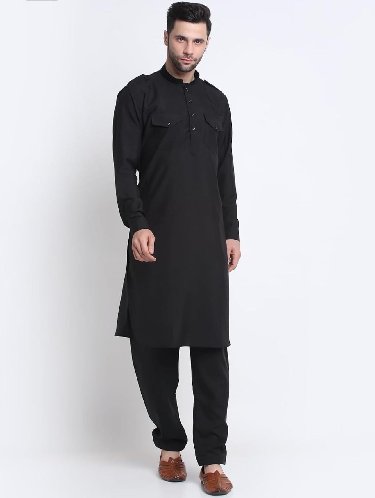 Cotton Pathani Kurta & Salwar with Nehru Jacket, Ethnic Traditional Wear in Germany