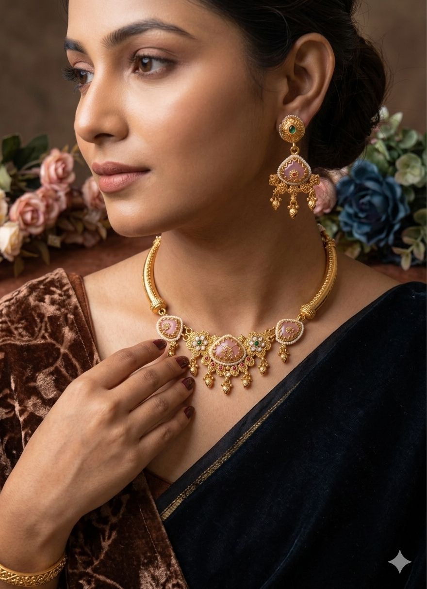 Traditional Antique Gold Plated Choker Jewelry Set for Women in Germany