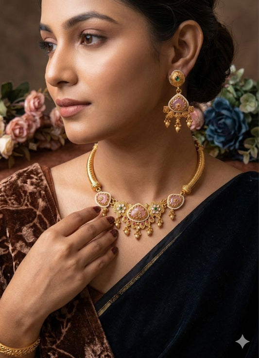 Traditional Antique Gold Plated Choker Jewelry Set for Women in Germany