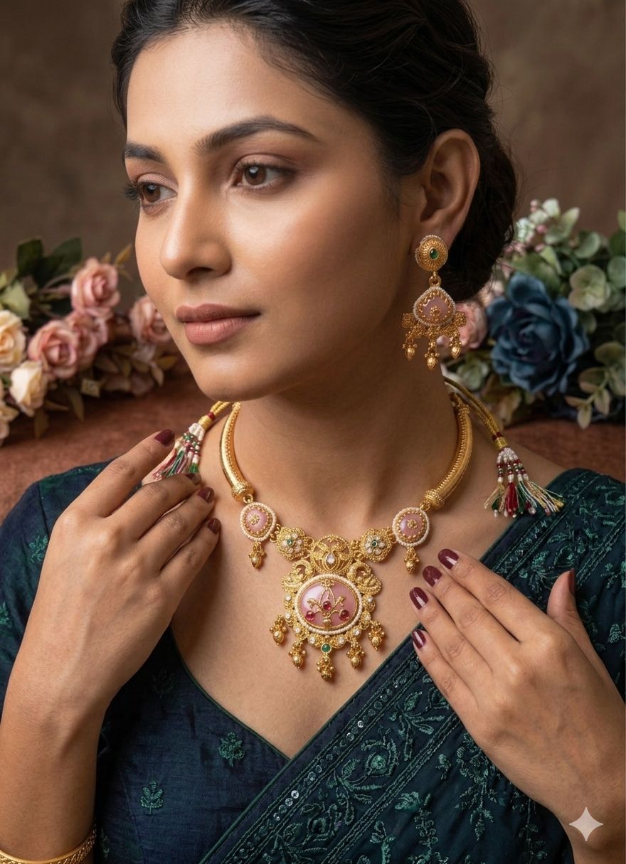 Traditional Antique Gold Plated Choker Jewelry Set for Women in Germany