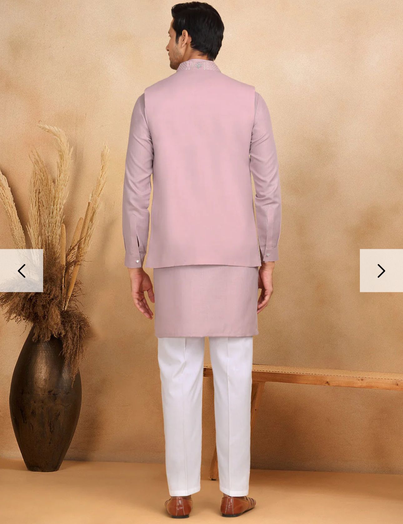 Cotton Regular Straight Kurta Trouser With Sequin Embroidery Open Nehru Jacket Set in Germany