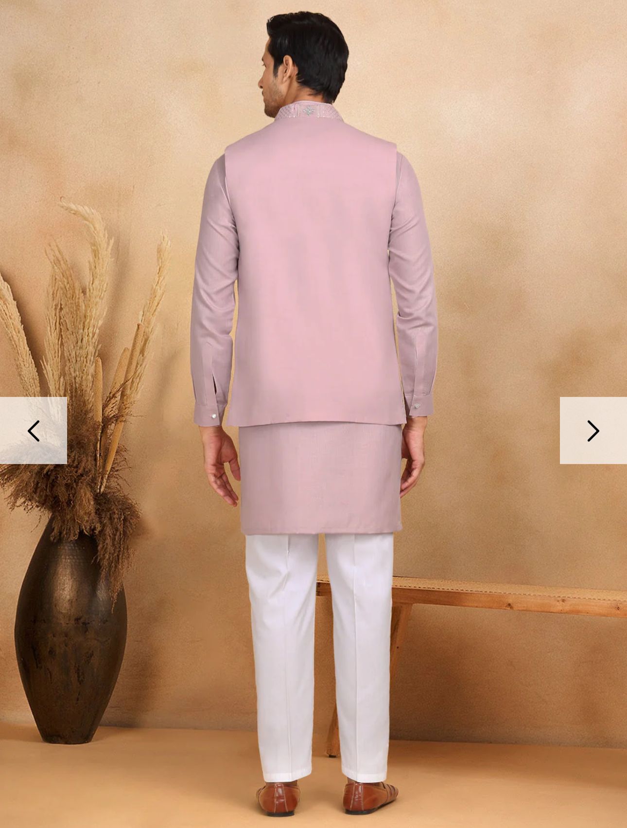 Cotton Regular Straight Kurta Trouser With Sequin Embroidery Open Nehru Jacket Set in Germany