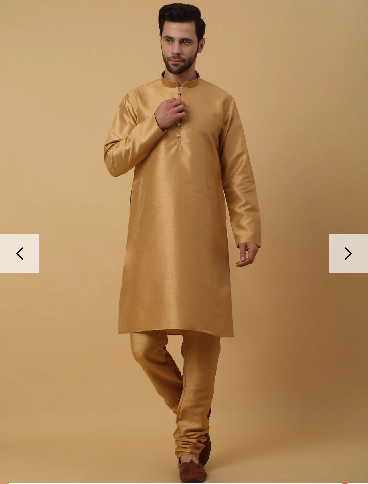 Men's Silk Blend Gold Kurta, Churidar with Jacquard Bandhani Silk Blend Nehru Jacket Set in Berlin