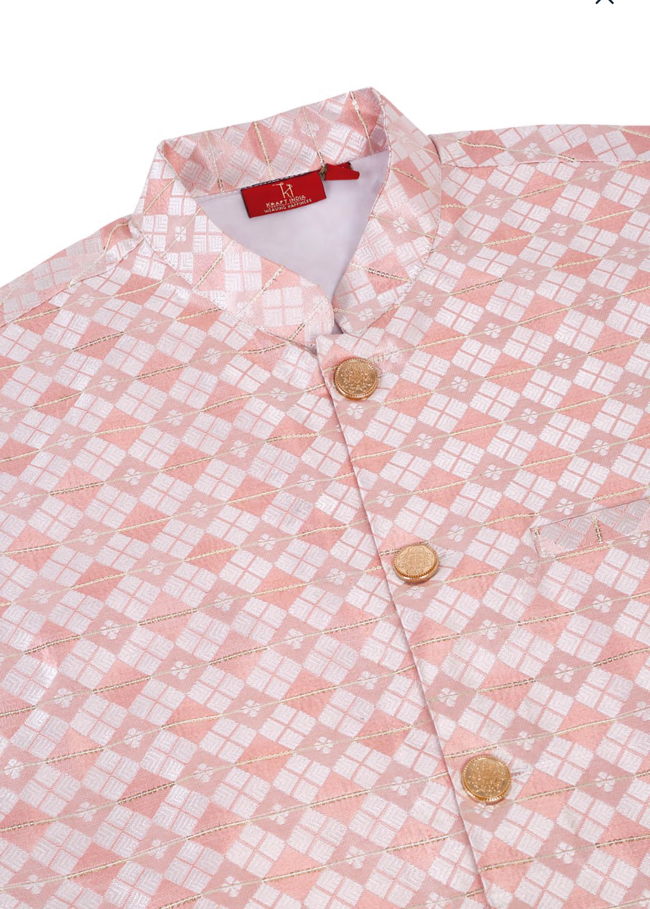 Men's Silk Blend Pink Kurta and Churidar with Embroidered Nehru Jacket in Berlin