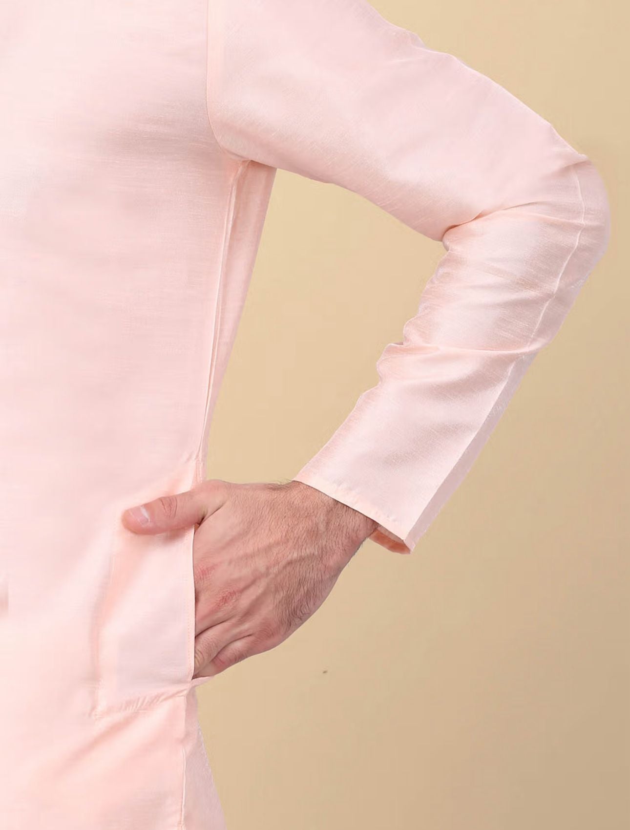 Men's Silk Blend Pink Kurta and Churidar with Embroidered Nehru Jacket in Berlin
