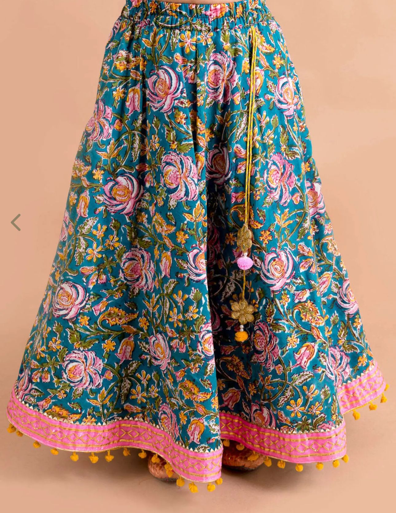 Girls Pink & Green Cotton Regular Fit Printed Lehenga Choli in Germany