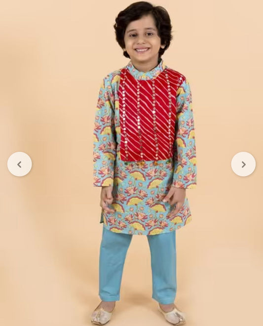 Floral Print 2-Piece Kurta Pyjamas Set in Berlin