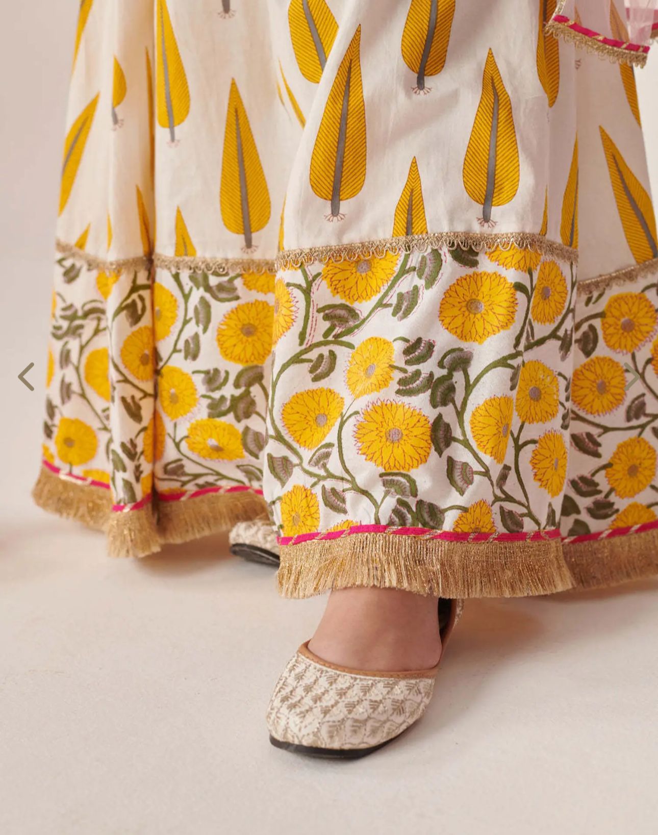 Girls Yellow Cotton Regular Fit Printed Lehenga Choli in Germany