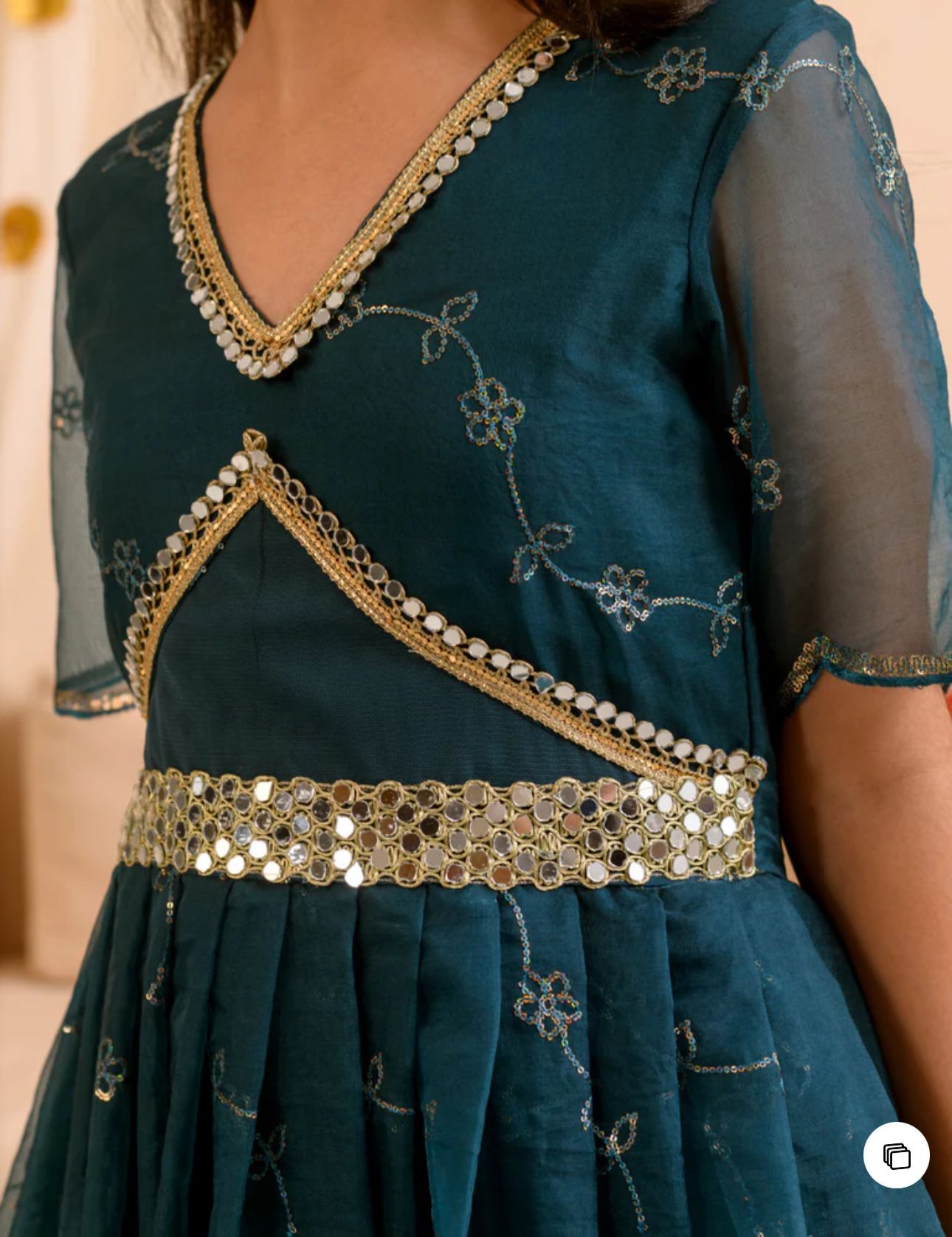Girls Embellished V-Neck Fit & Flare Maxi Ethnic Dress in Berlin