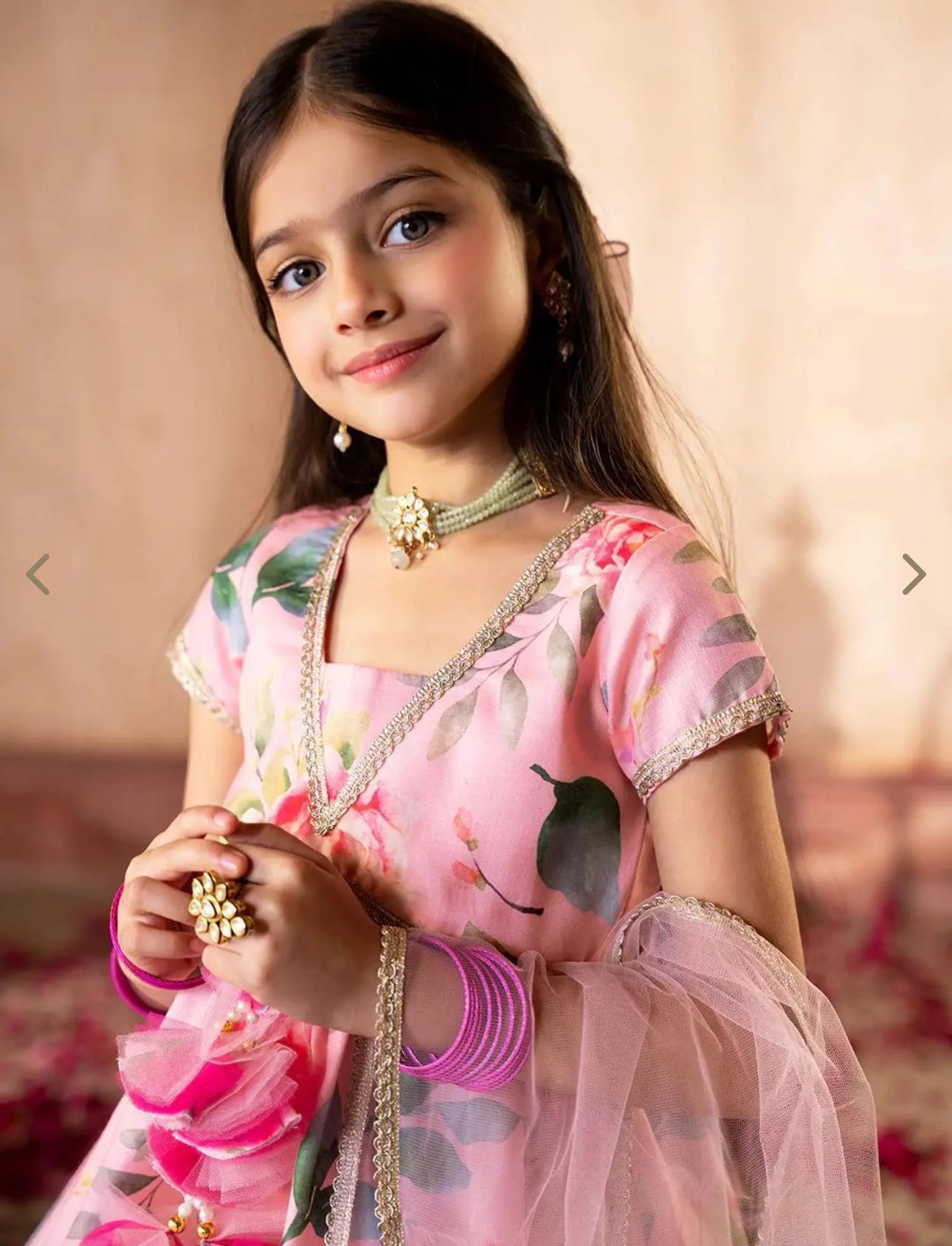 Girls Peach Regular Fit Printed Kurta Set in Germany