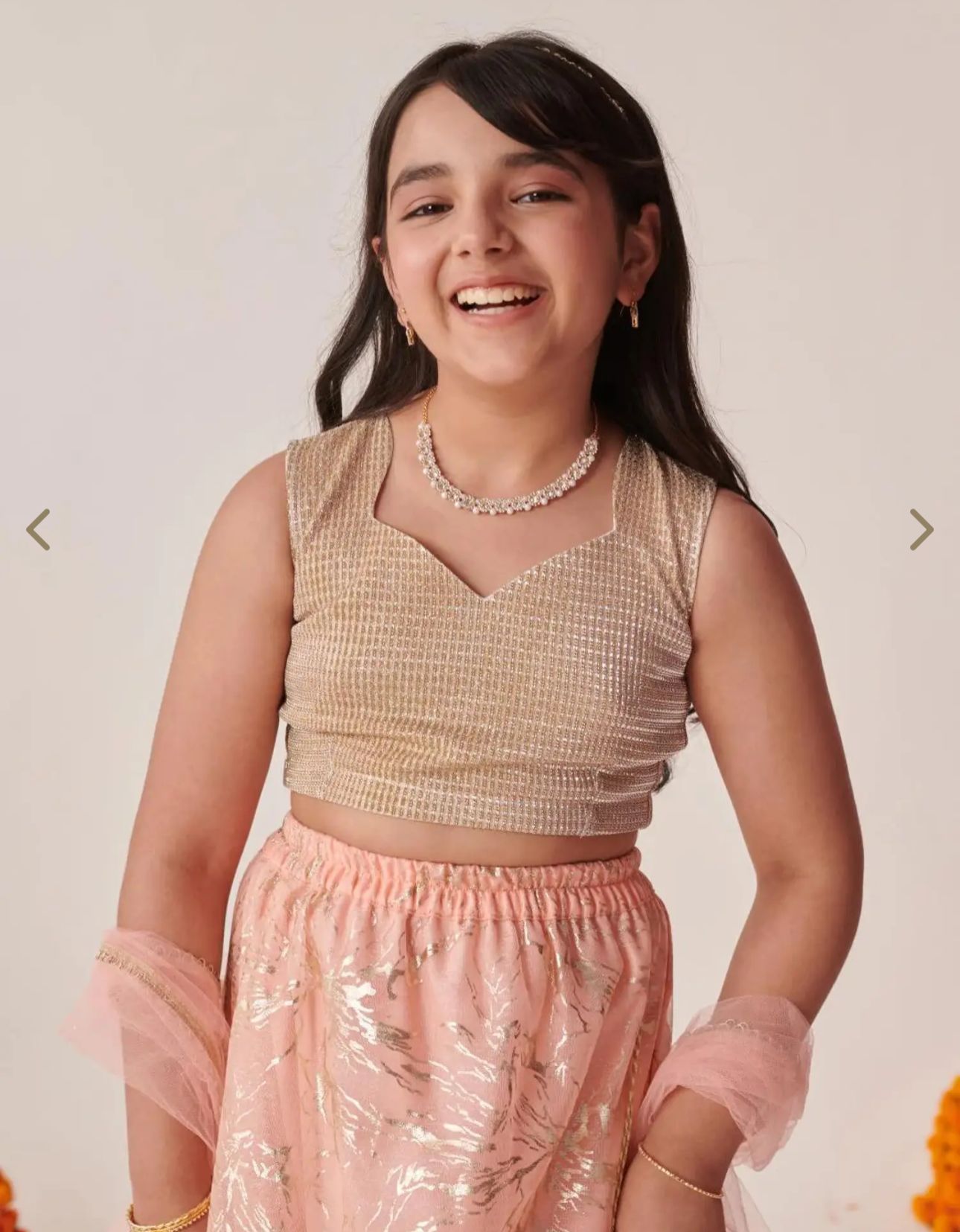 Girls Peach Regular Fit Printed Lehenga Choli in Germany