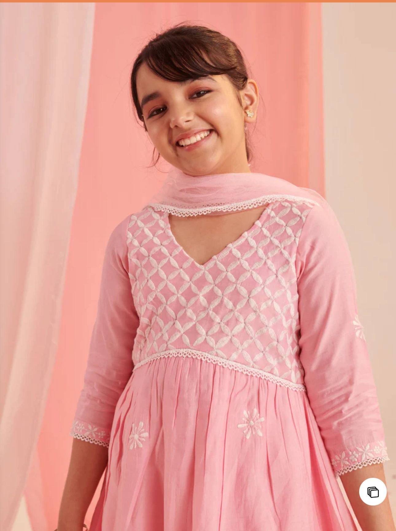 Girls Floral Embroidered Regular Thread Work Kurta With Sharara With Dupatta in Germany