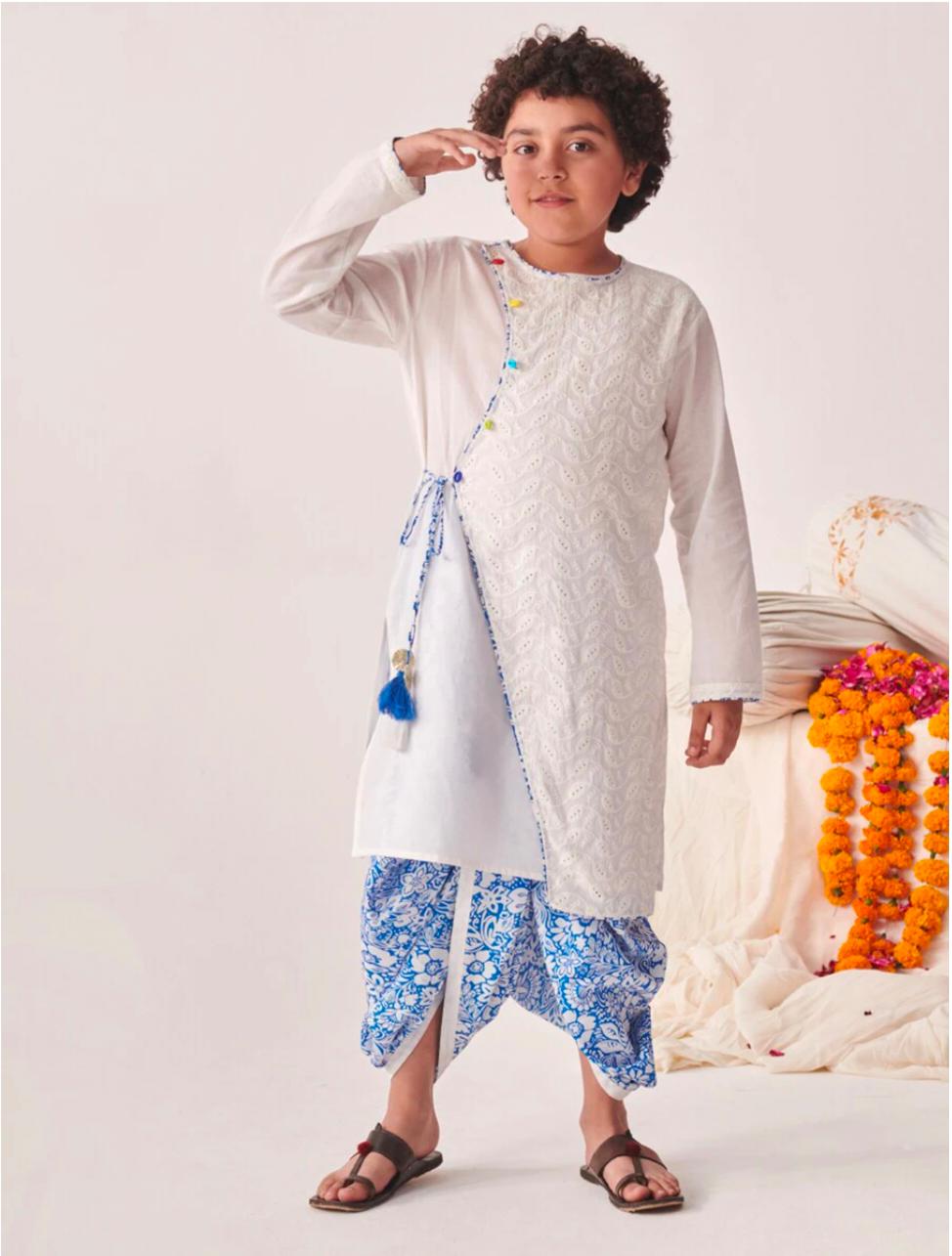Boys Cotton Round Neck Angrakha Kurta Sets in Germany
