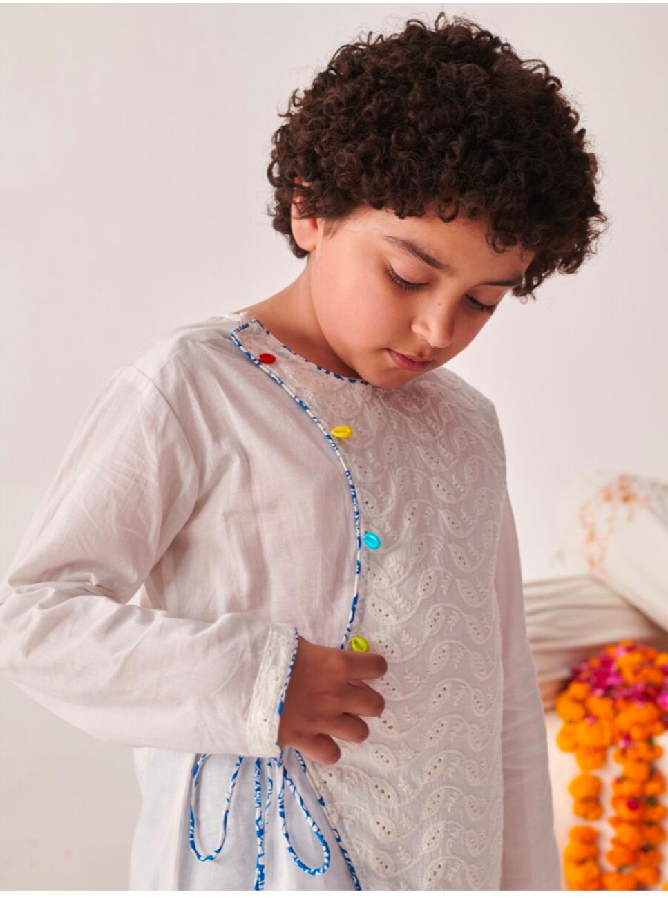 Boys Cotton Round Neck Angrakha Kurta Sets in Germany
