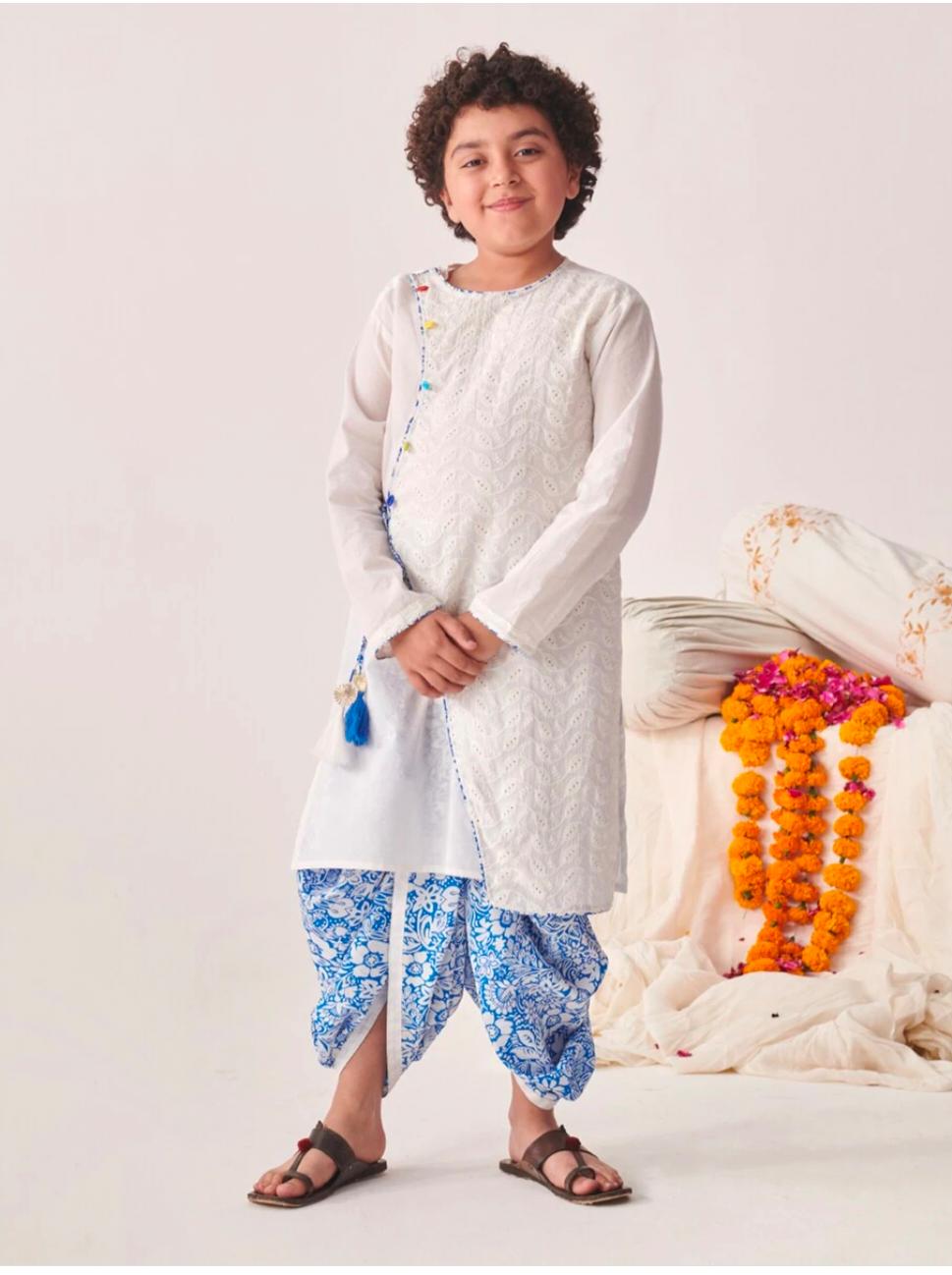 Boys Cotton Round Neck Angrakha Kurta Sets in Germany