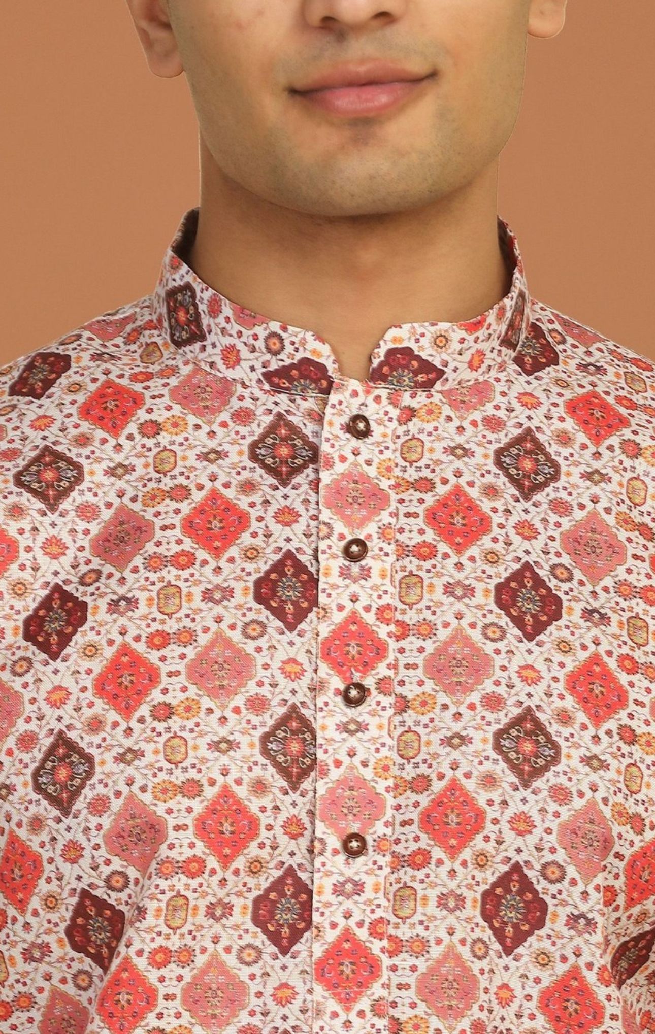 Geometric Printed Knee-Length Kurta with Pyjama