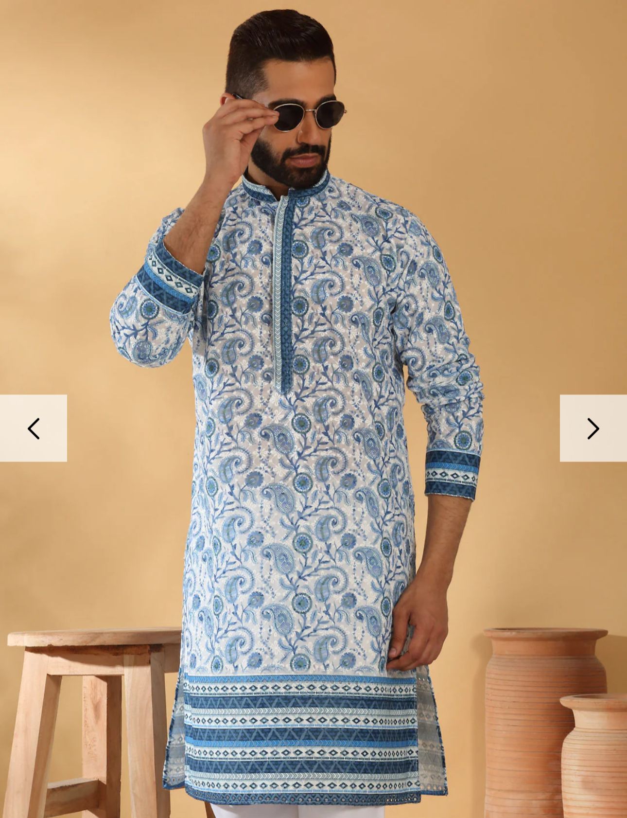 Cotton Embroidered Sequin Chikan Floral Print Thread Work Kurta And Pant in Germany