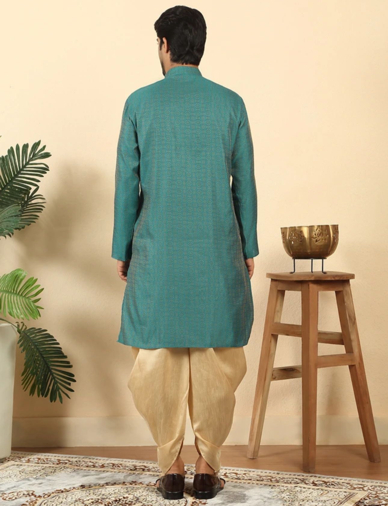 Cotton Silk Sequined Embroidered Yoke Design Cream Kurta With Cream Salwar in Berlin