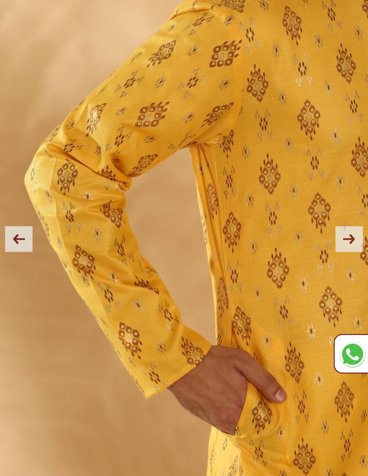 Cotton Blend Geometric Printed Yellow Kurta and Pyjama in Germany