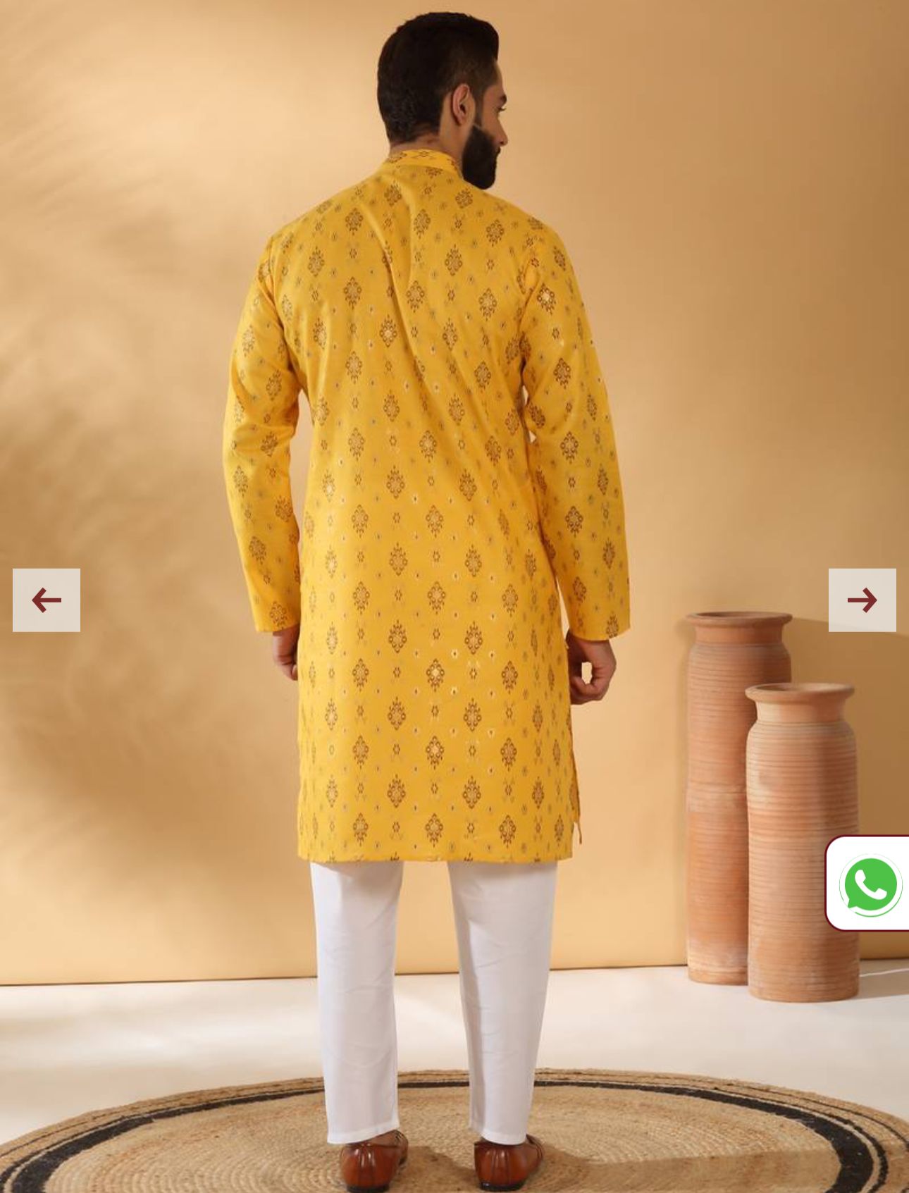 Cotton Blend Geometric Printed Yellow Kurta and Pyjama in Germany