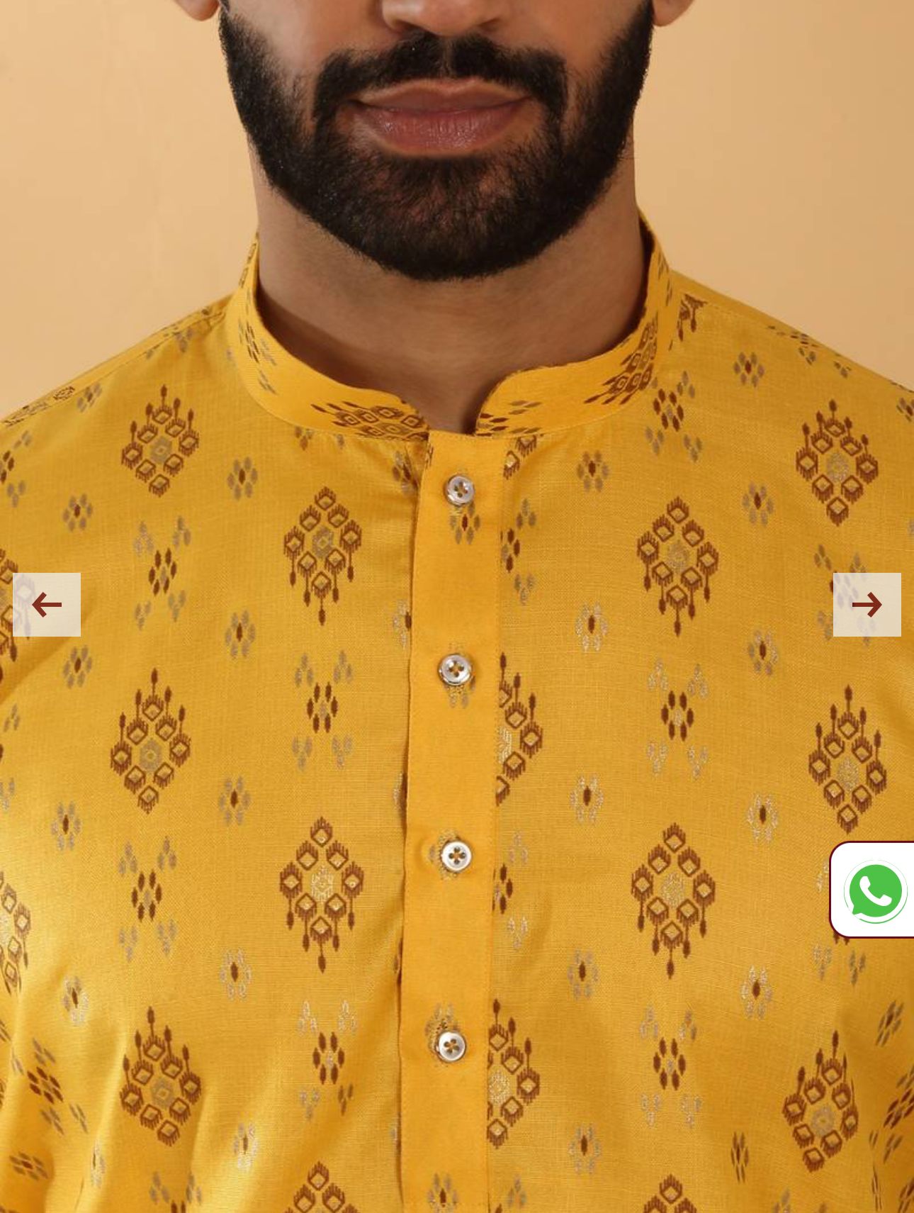 Cotton Blend Geometric Printed Yellow Kurta and Pyjama in Germany