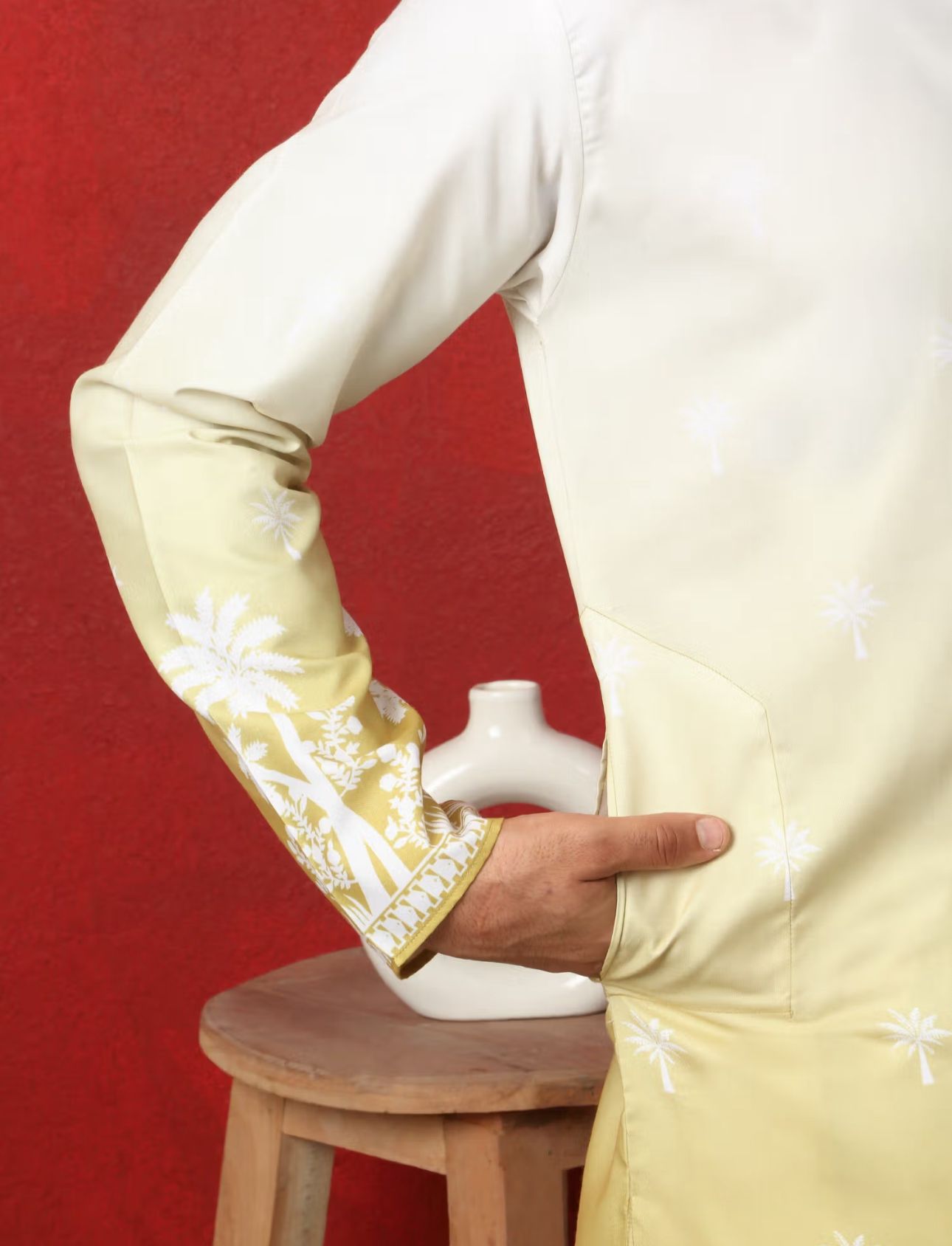 Cotton Blend Printed Olive Kurta and Pyjama in Germany