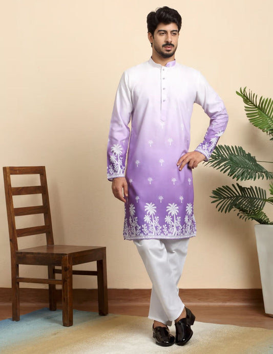 Cotton Blend Printed Olive Kurta and Pyjama in Germany