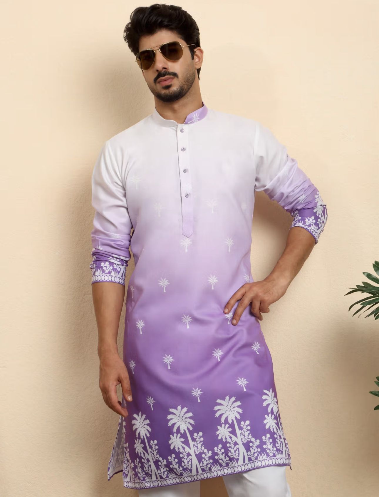 Cotton Blend Printed Olive Kurta and Pyjama in Germany
