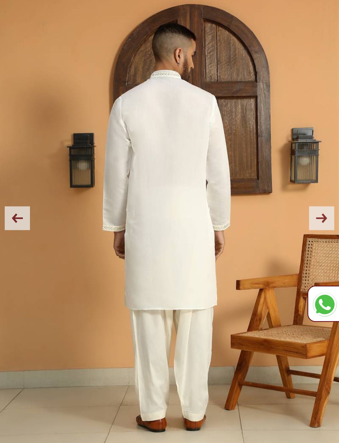 Cotton Silk Sequined Embroidered Yoke Design Cream Kurta With Cream Salwar in Germany