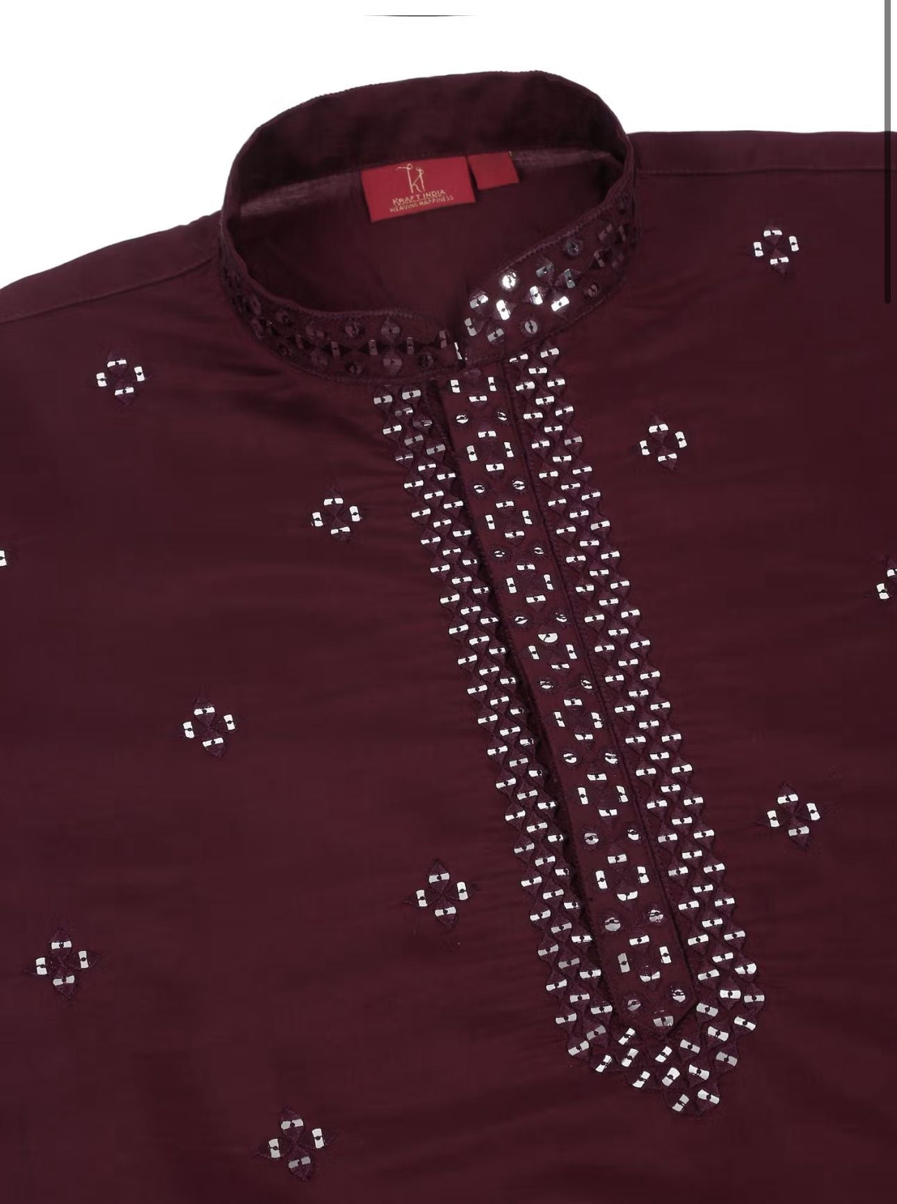 Men'S Purple Cotton Silk Sequin Worked Kurta and Pyjama in Germany