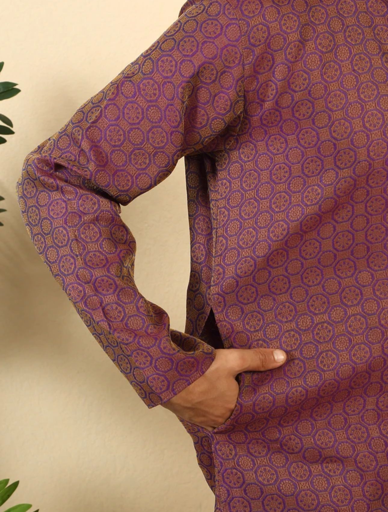 Men Jacquard Kurta Dhoti Set in Germany