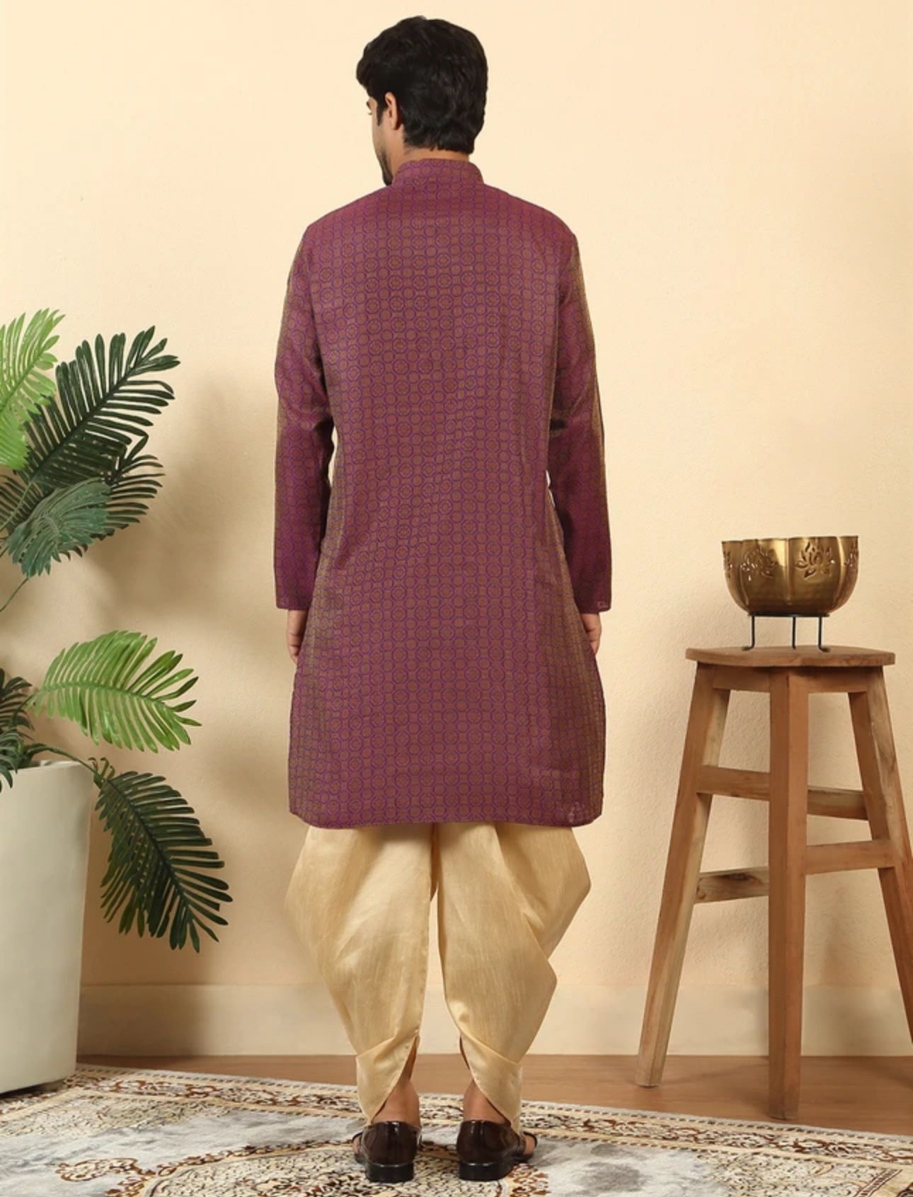 Men Jacquard Kurta Dhoti Set in Germany