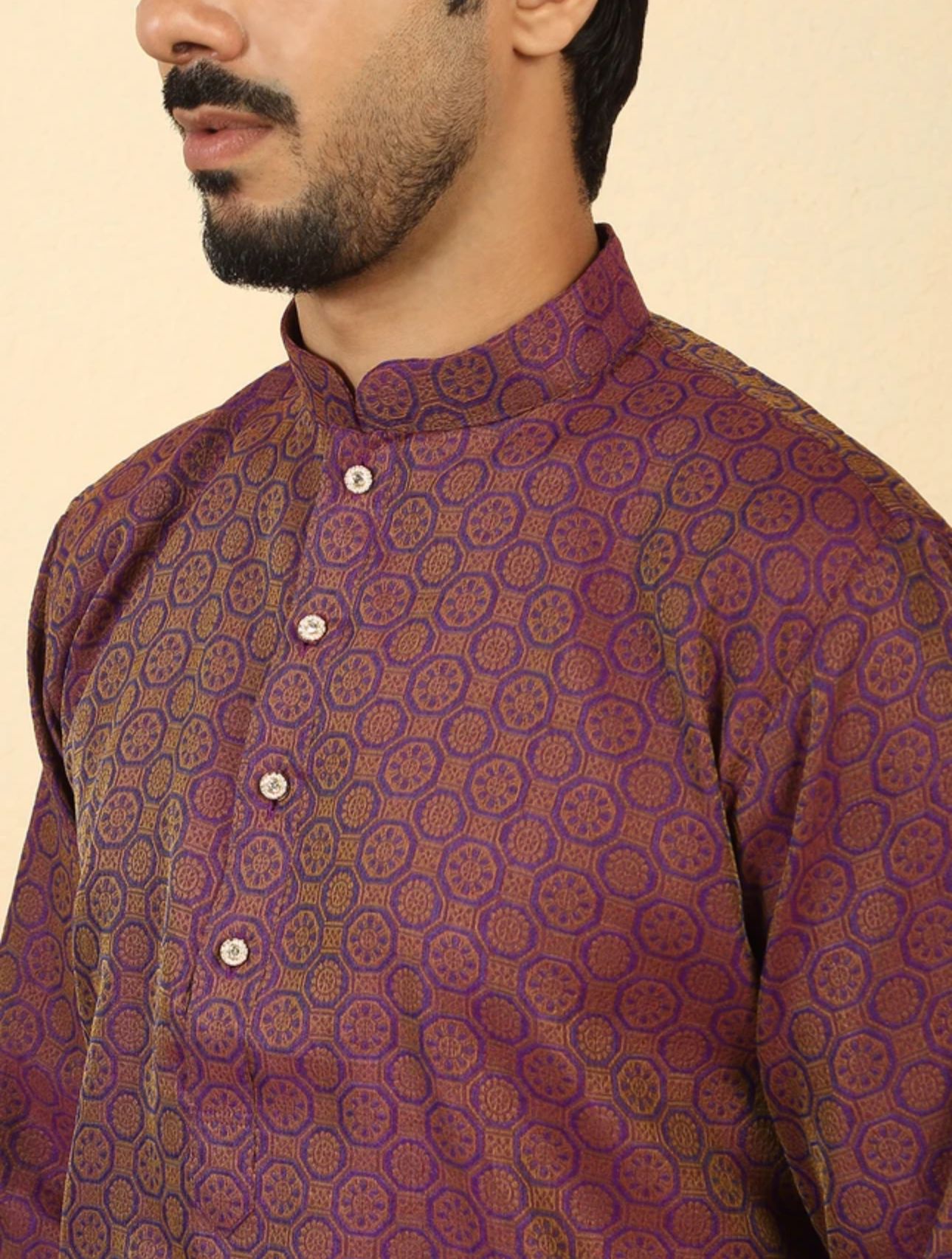 Men Jacquard Kurta Dhoti Set in Germany