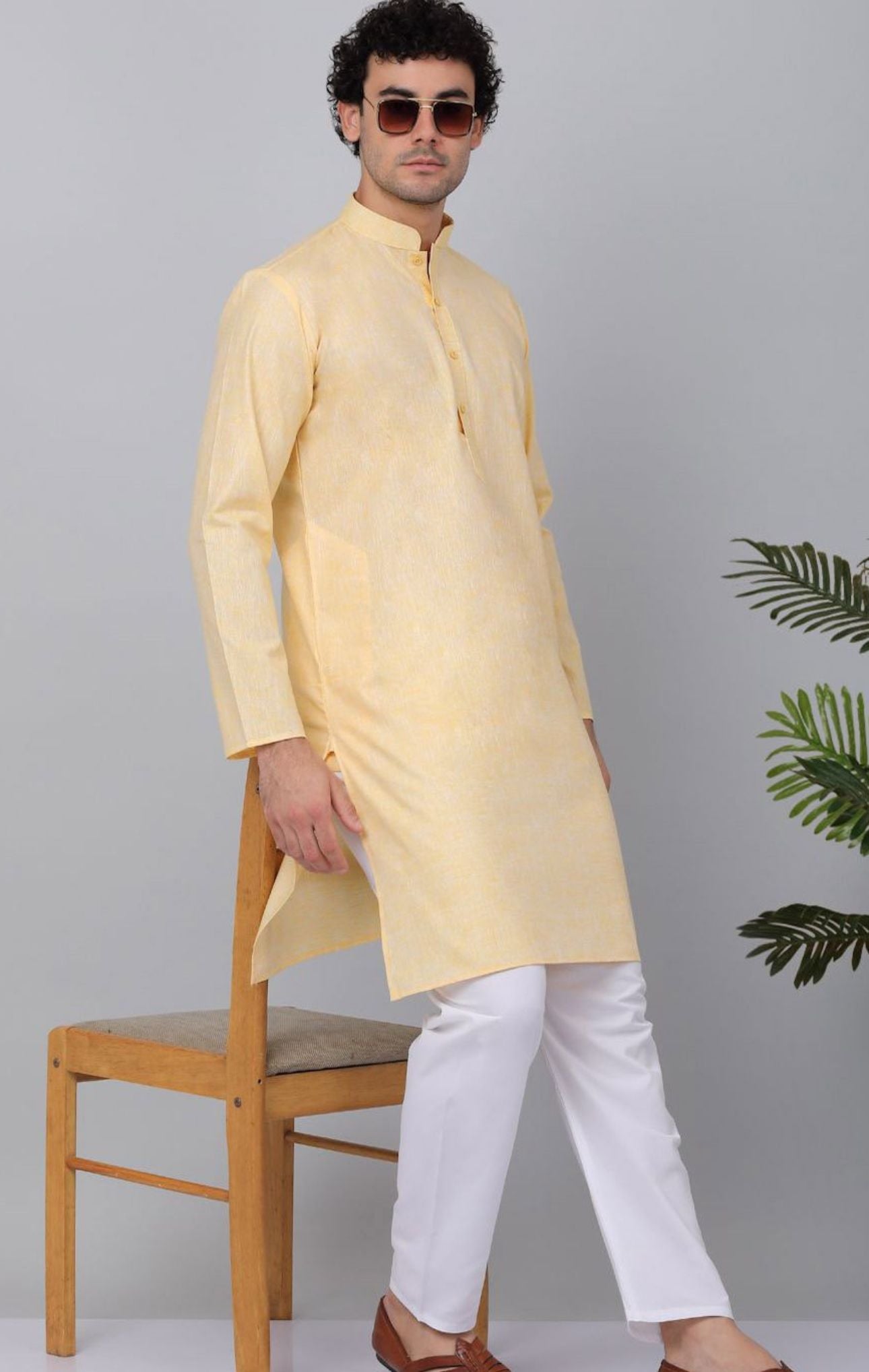 Mandarin Collar Long Sleeves Straight Kurta with Pant in Germany