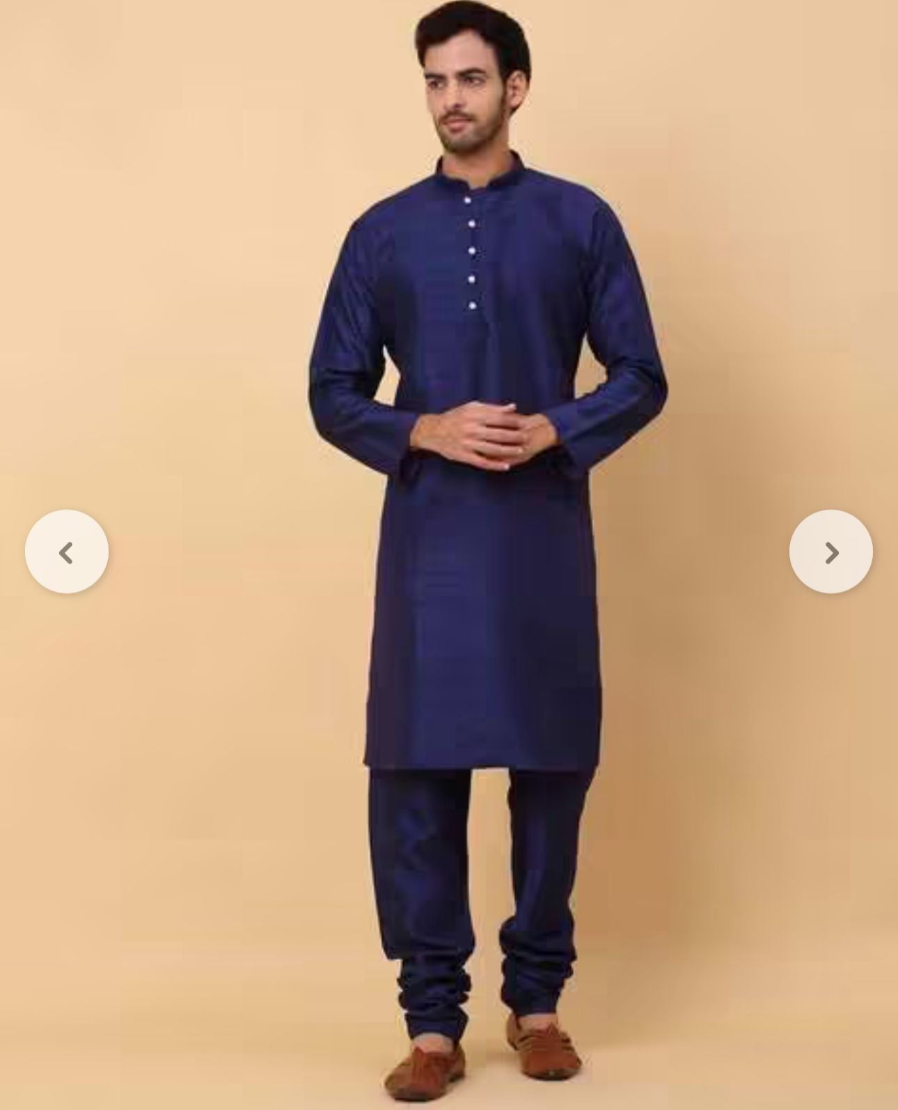 Men's Silk Navy Blue Kurta Churidar With Embroidered Zari Bandhgala Suit/Coat in Berlin