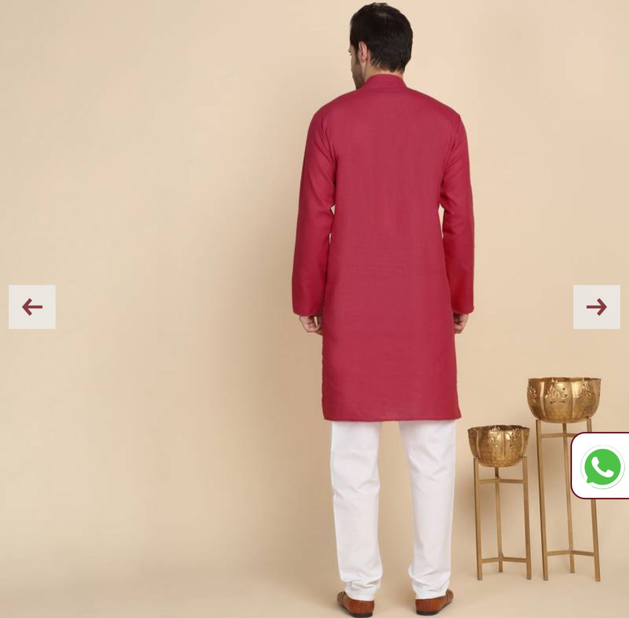 Cotton Blend Solid Denim Red Kurta With Pyjamas in Germany