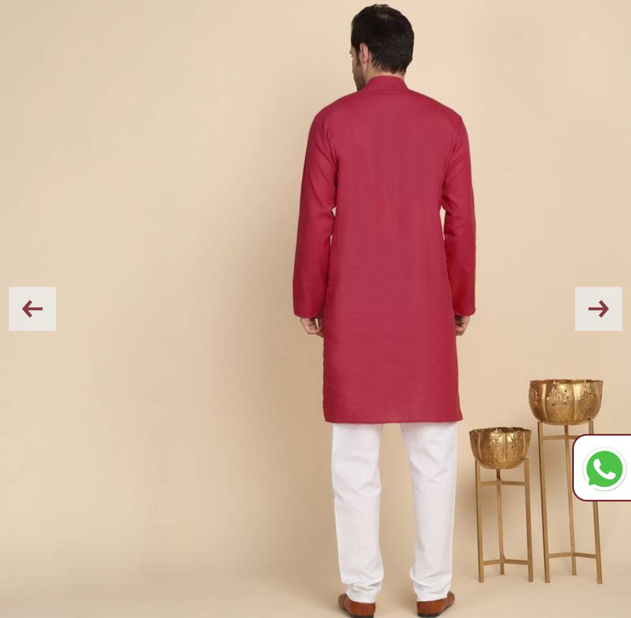 Cotton Blend Solid Denim Red Kurta With Pyjamas in Germany
