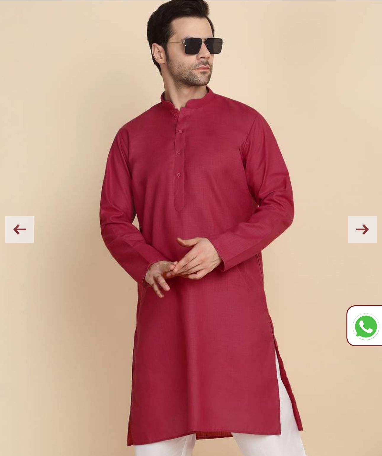 Cotton Blend Solid Denim Red Kurta With Pyjamas in Germany