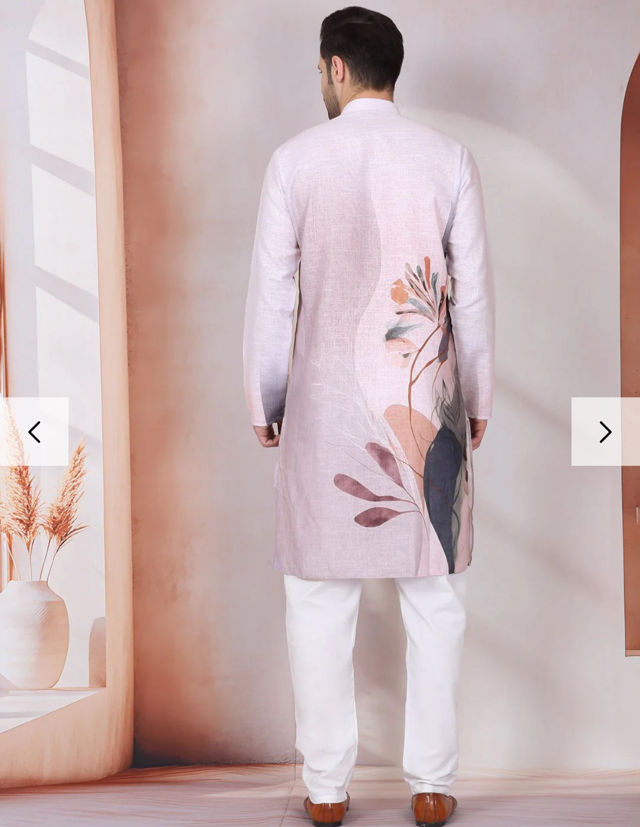 Marble Print  Long Kurta With White Elastic Waistband Pyjama Set in Berlin