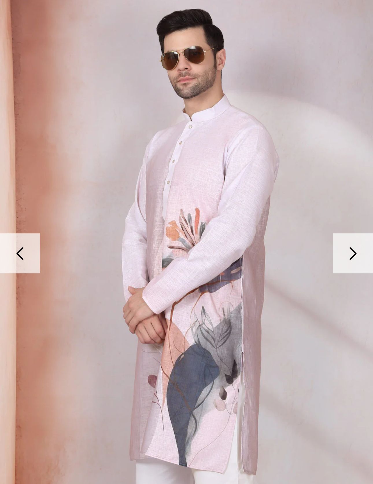 Marble Print  Long Kurta With White Elastic Waistband Pyjama Set in Berlin