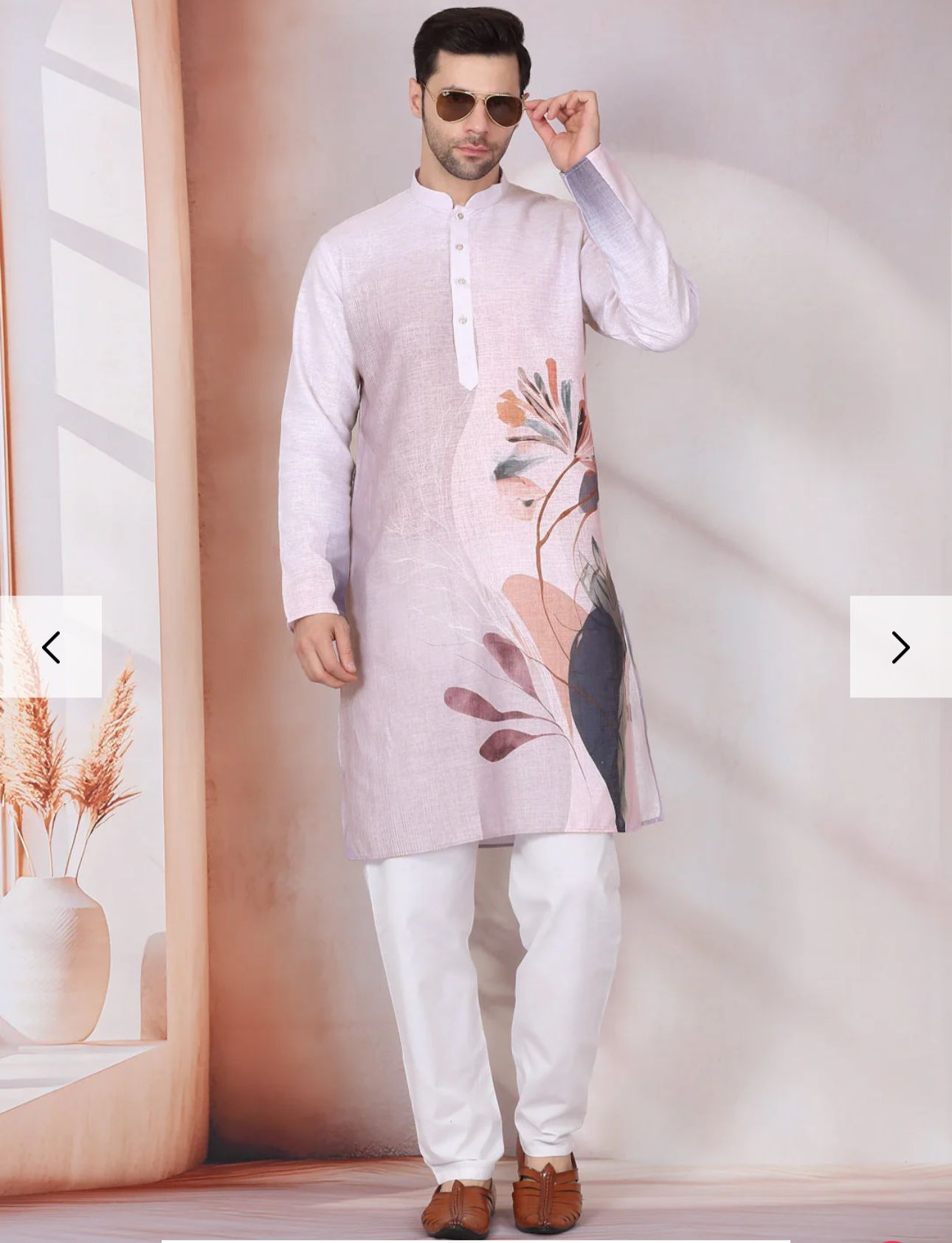 Marble Print  Long Kurta With White Elastic Waistband Pyjama Set in Berlin