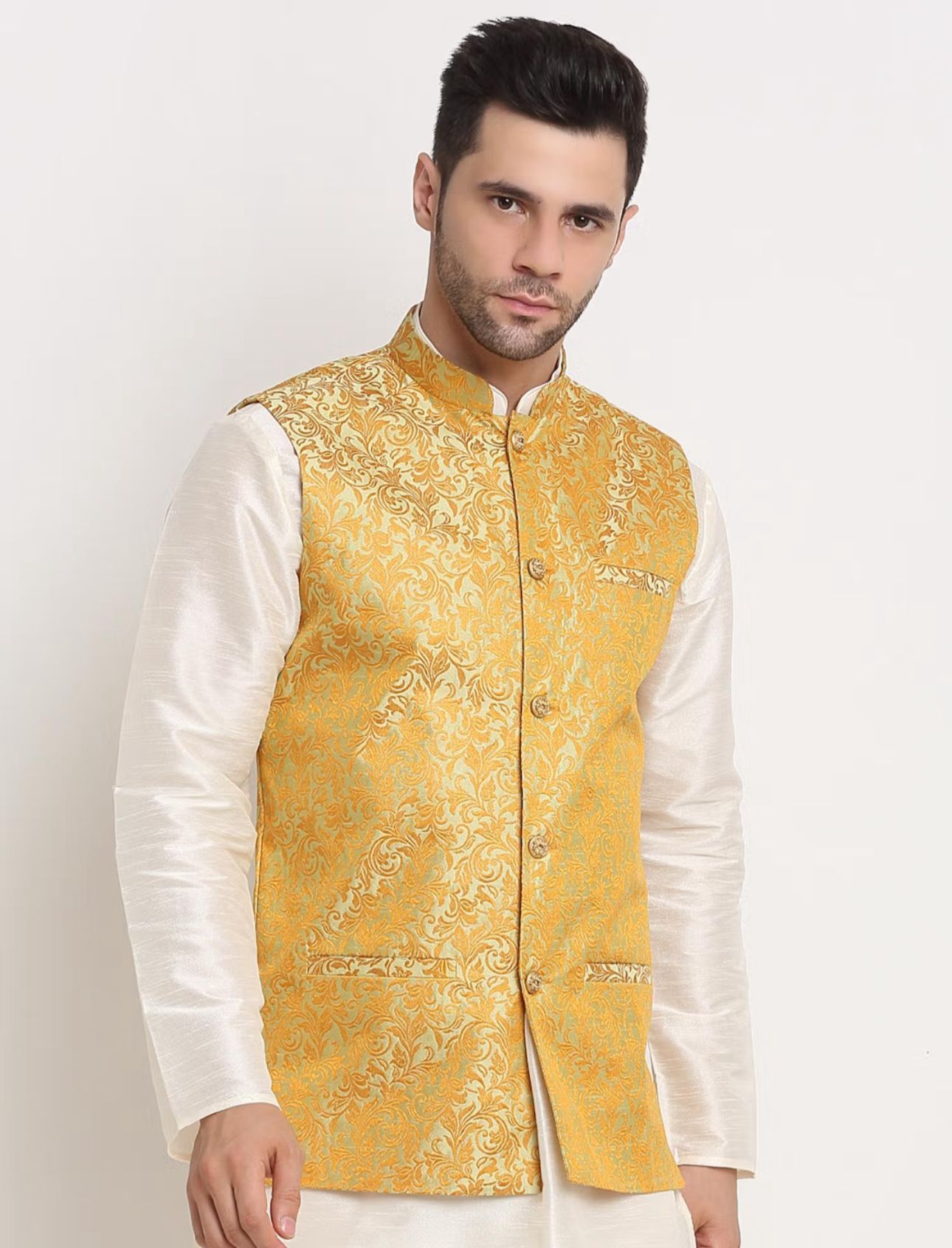 Jacquard Woven Design Nehru Jacket with kurta and pyjama in Berlin