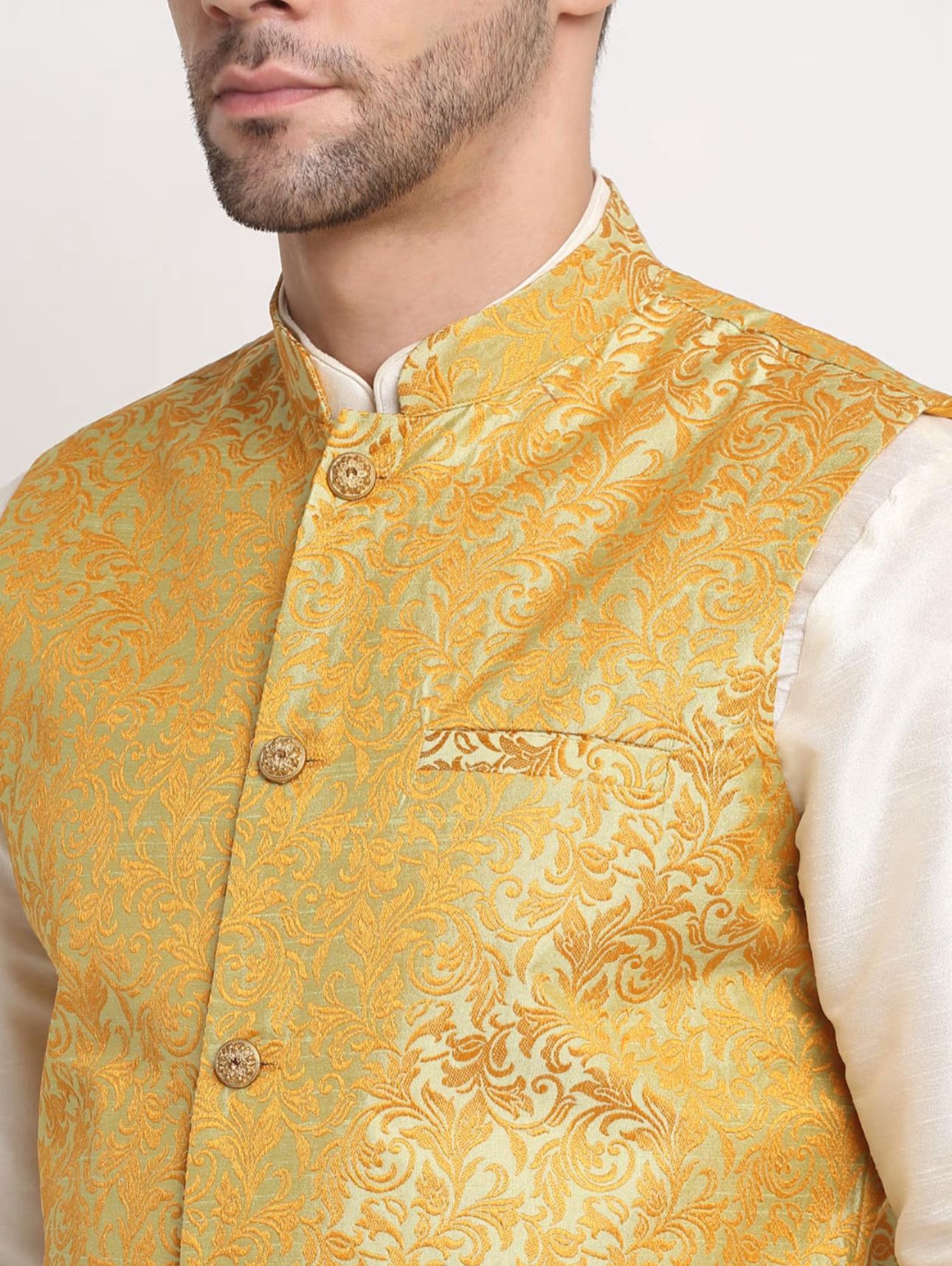 Jacquard Woven Design Nehru Jacket with kurta and pyjama in Berlin
