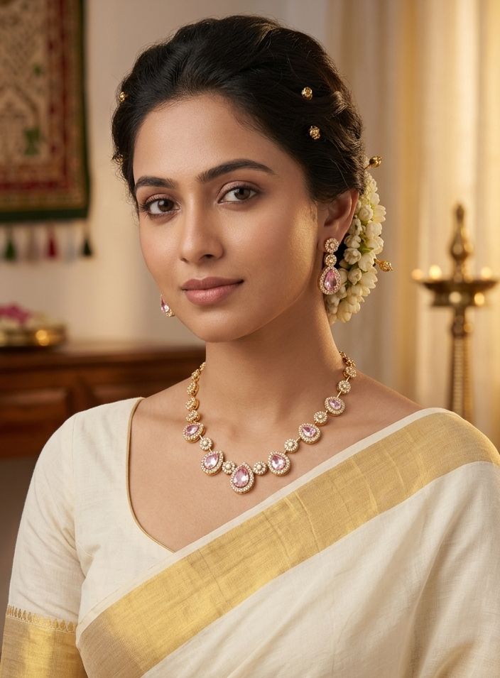 Gold-Tone Plated Pink Jewellery Set for Women in Berlin