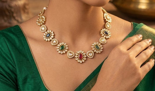 Trending ad floral Onam necklace with earrings in Berlin