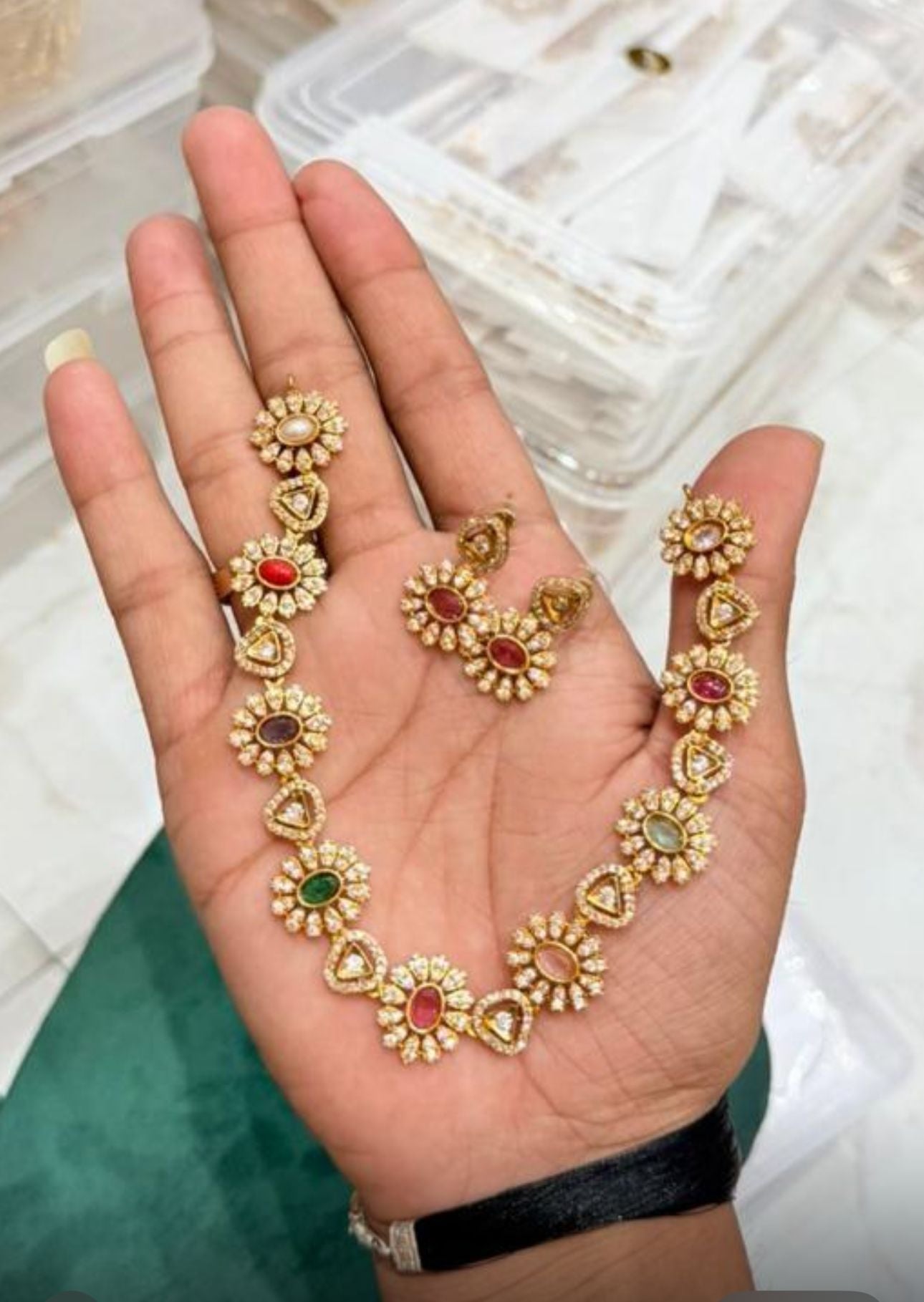 Trending ad floral Onam necklace with earrings in Berlin